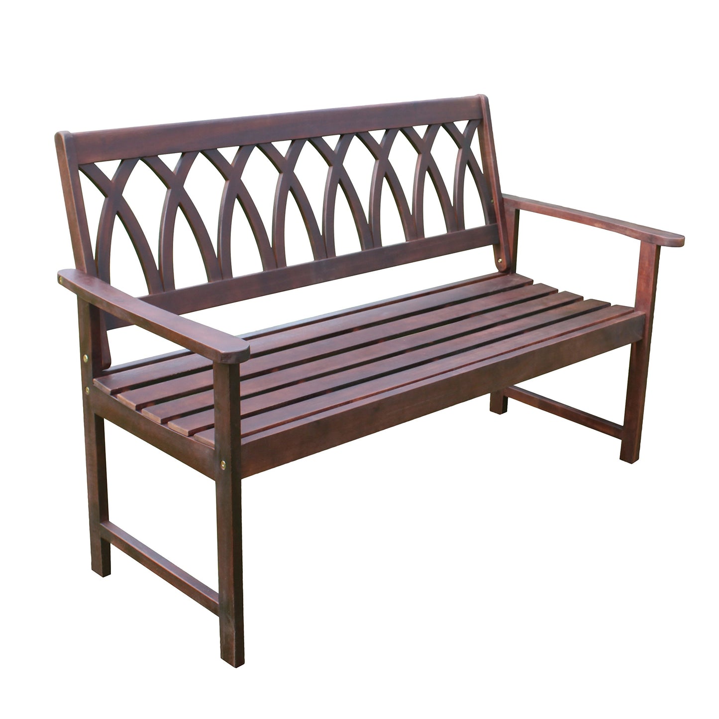 northbeam Criss Cross Garden Bench Acacia Wood Outdoor Garden Bench Patio Bench, Natural, BCH0330610810