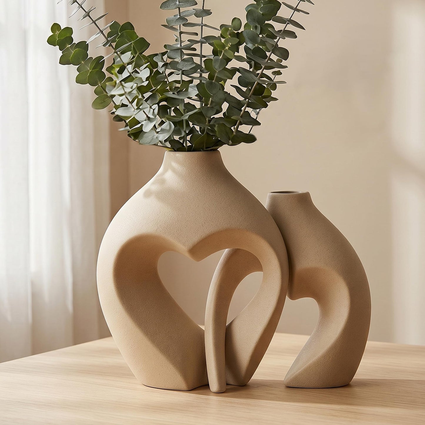 Ceramic Flower Vases Home Decor Heart Shaped Vase Set of 2