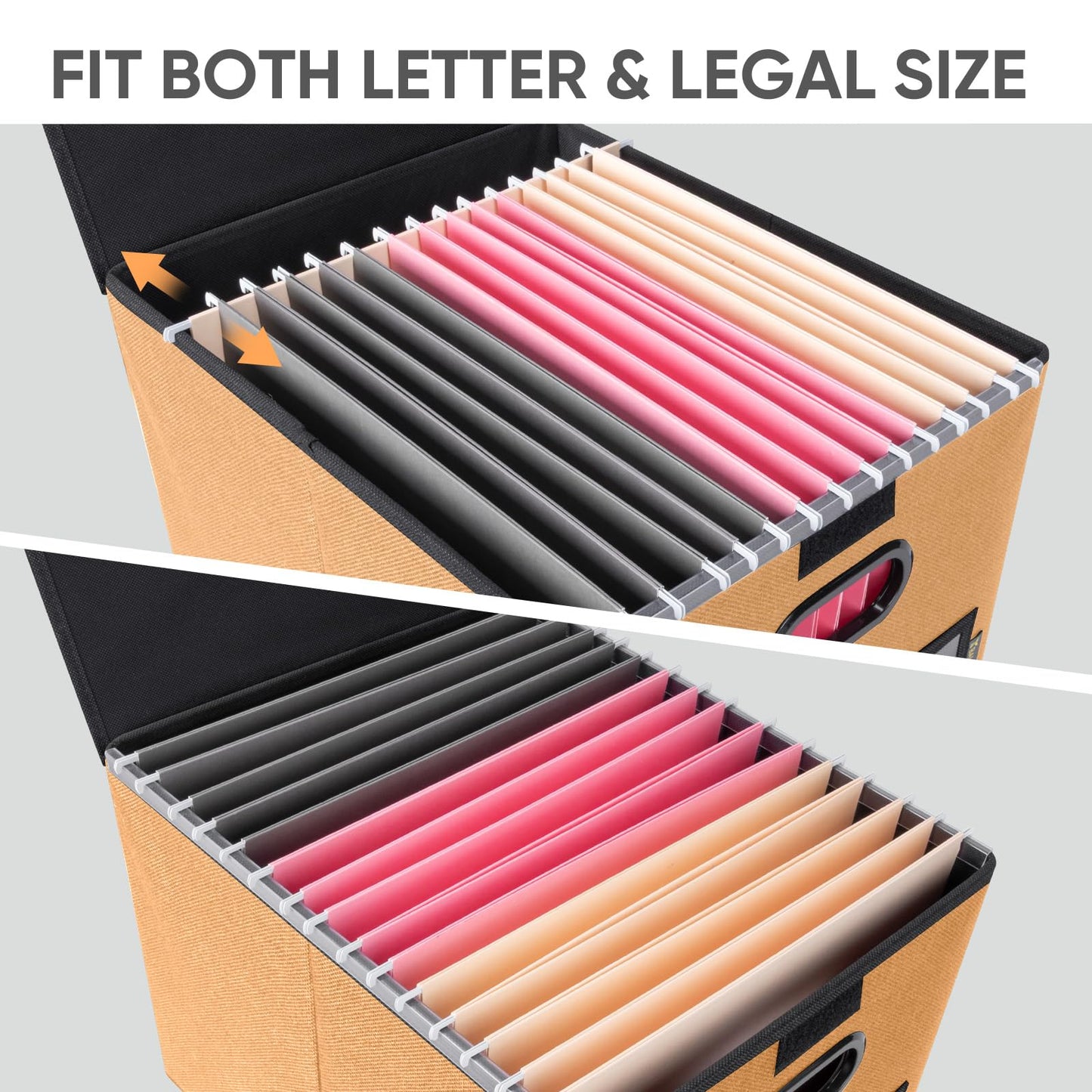 BALEINE File Organizer Box with Lid, Collapsible File Folder Organizer with Plastic Slide, Hanging File Folder Box for Office Document Storage (1 Pack, Orange)