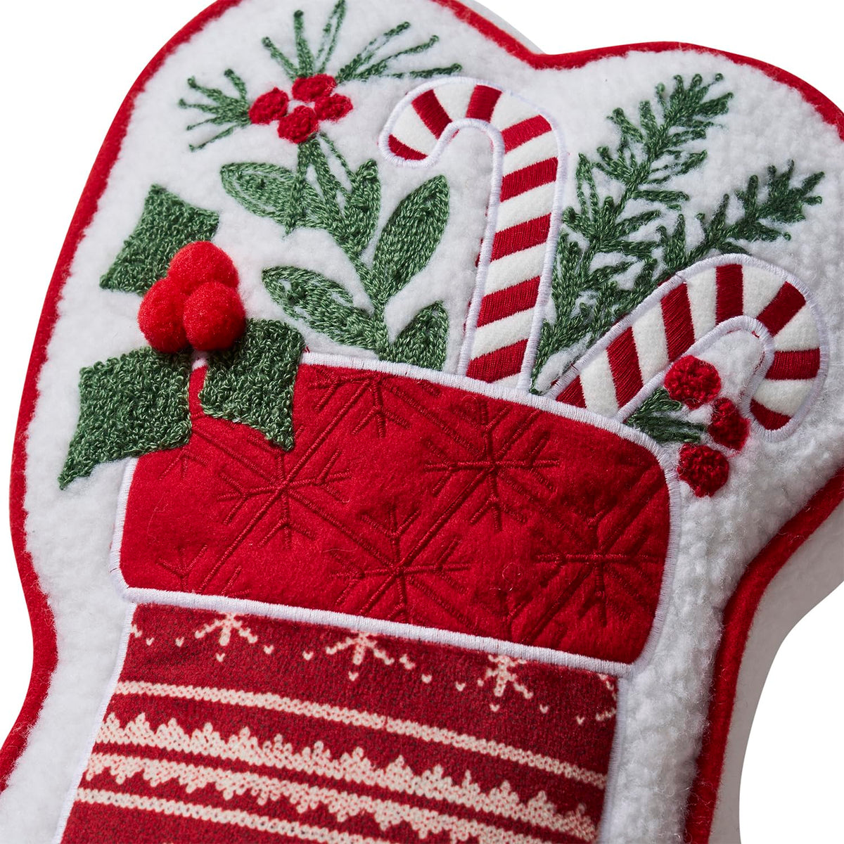 Hallmark - Decorative Throw Pillow for Couch or Bed, Holiday Home Décor, 8" x 16", (Sherpa Stocking, Red)
