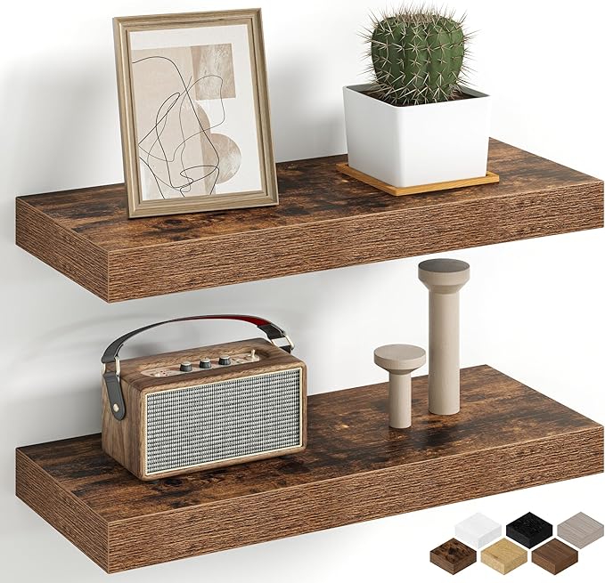 Fun Memories 16 Inch Floating Shelves Wall-Mounted, Engineered Wood Wall Shelves