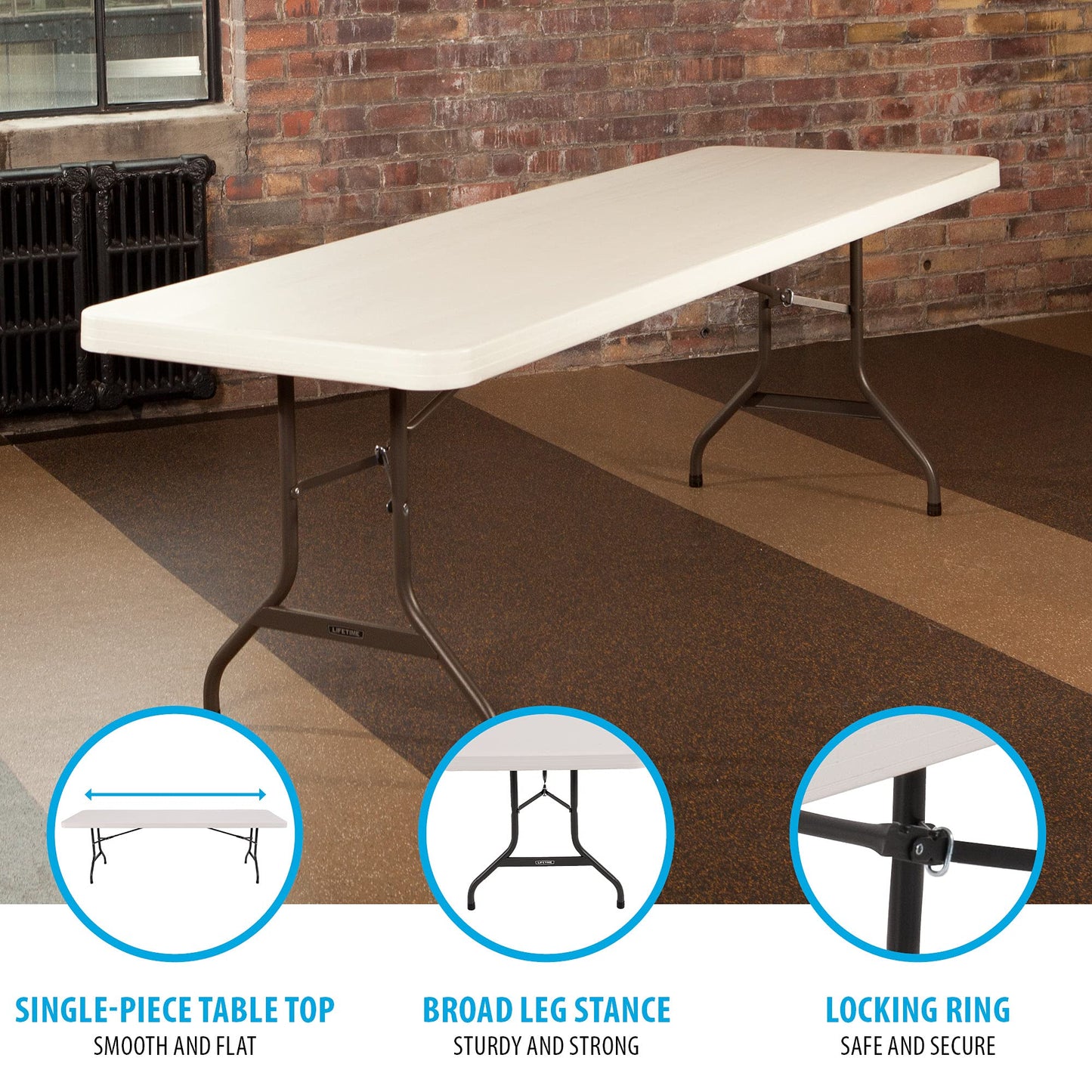 Lifetime 22980 Folding Utility Table, 8 Feet, Almond