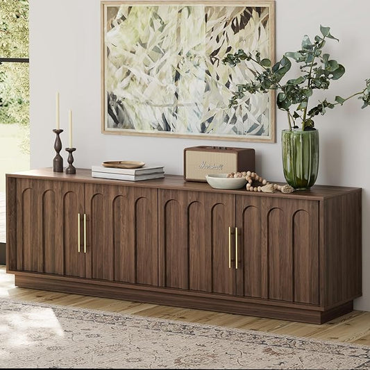 FORTUNETEC TV Stand for 75 Inch TV, Mid Century Modern TV Stand