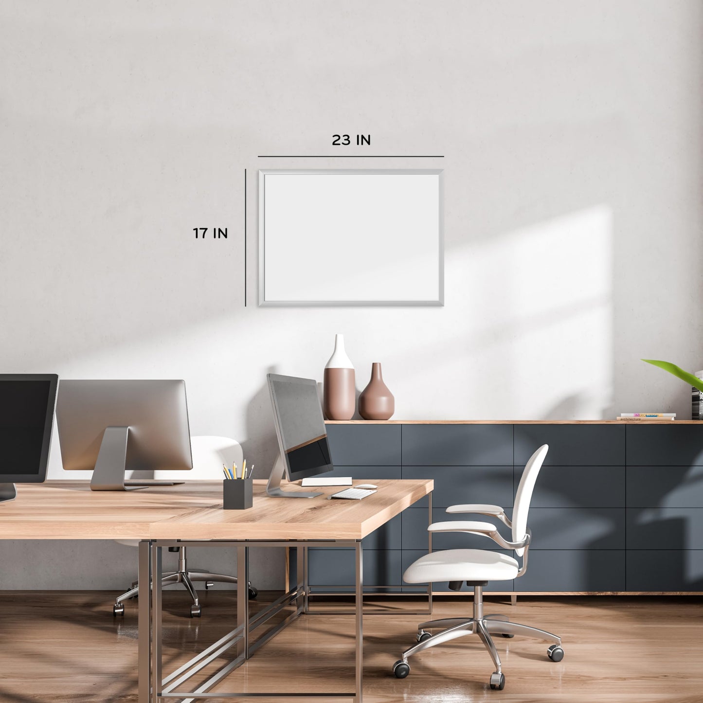 U Brands Dry Erase Board White Board, 24"x18", Silver Aluminum Frame, Melamine Surface