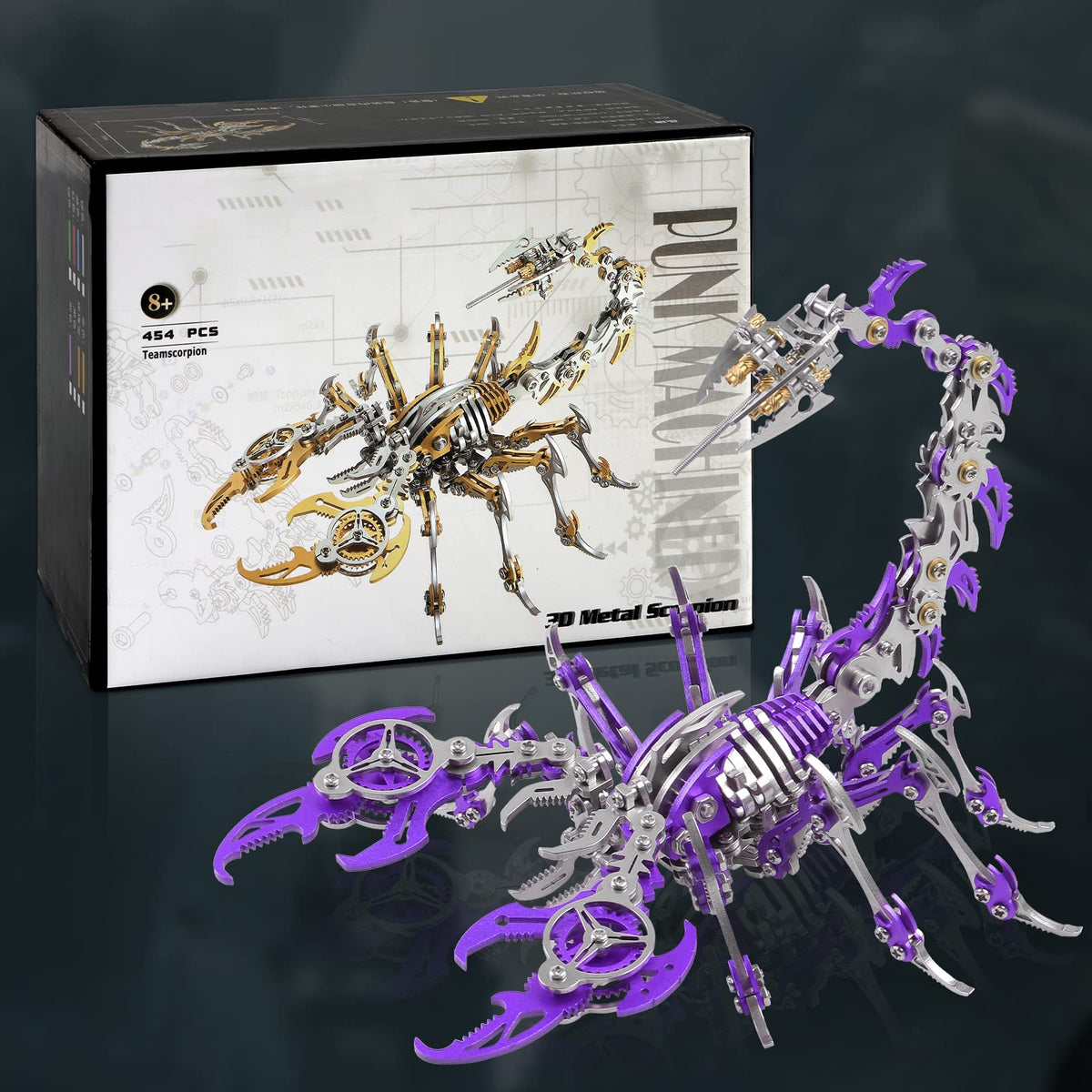 Metalkitor Scorpion 3D Metal Puzzles Kits for Adults Teens – 454 Pcs – Mechanical Assembly Models – 4 Hours to Build – Ideal for Gifts and Decorations (Purple)