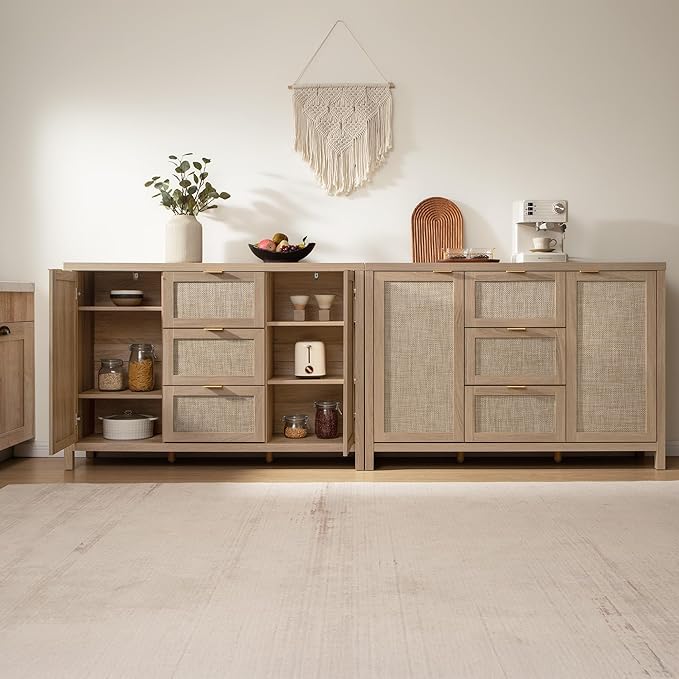 SICOTAS Rattan Large Sideboard Buffet Cabinet