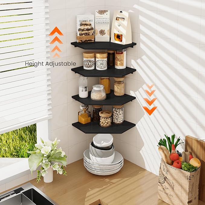 Homode Corner Floating Shelves, Corner Shelves Wall Mounted