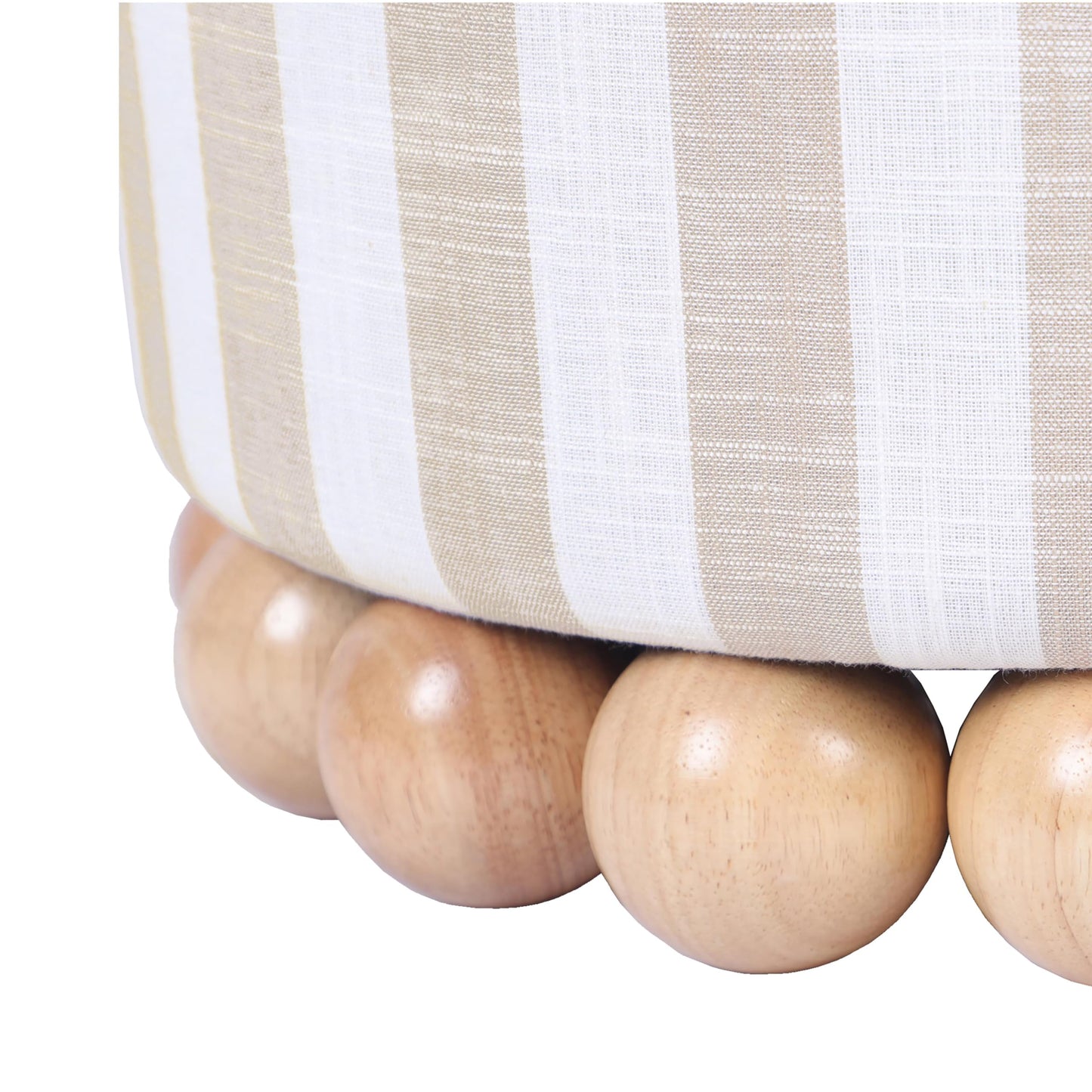 Tov Furniture Dex Beige Striped Linen Ottoman