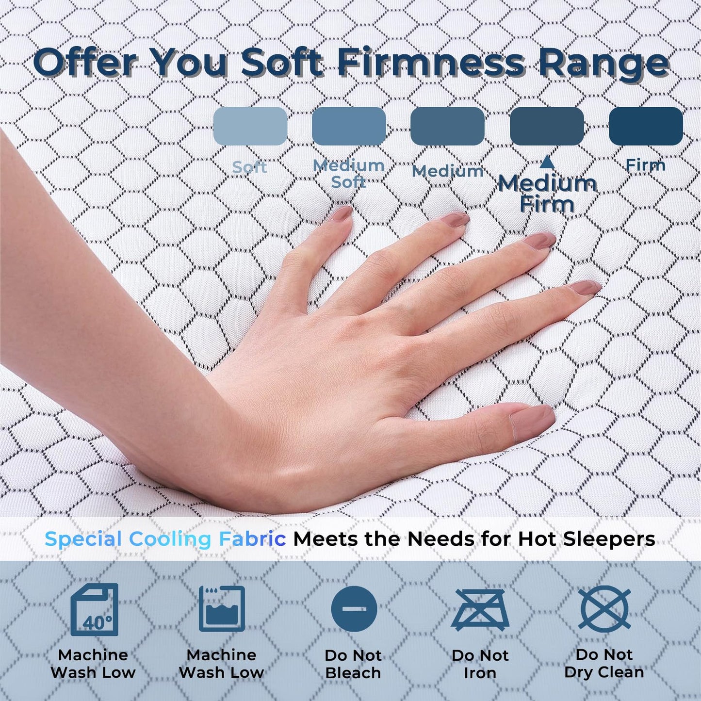 Freesof Odorless Foldable Mattress King Size 80" x 76" x 6", 6 Inch Medium Firm Folding Foam Mattress with Storage Bag, Fiberglass Free Trifold Memory Foam Mattress for RV, Guest Bed