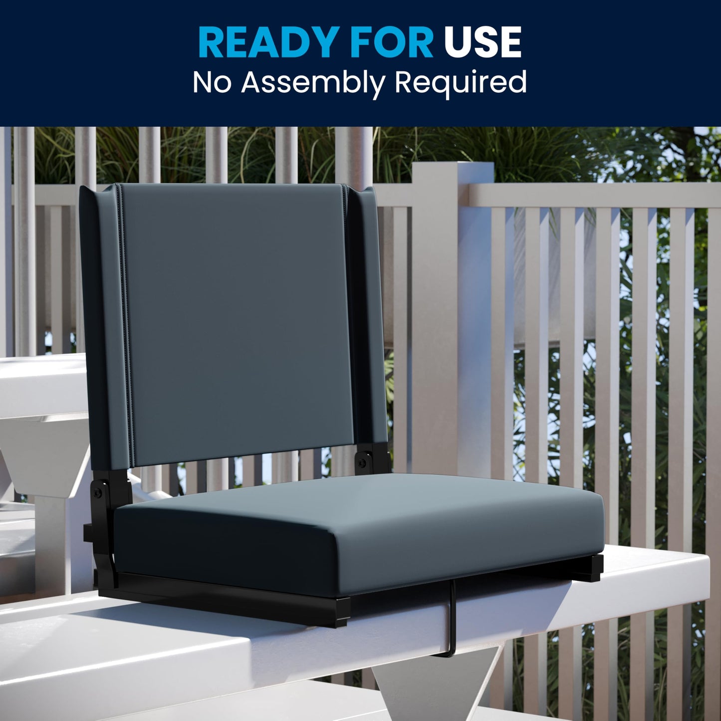Flash Furniture Grandstand Portable Stadium Seat for Bleachers or Benches, Folding Padded Stadium Chair with Carrying Handle, 500 lb. Weight Capacity, Dark Blue
