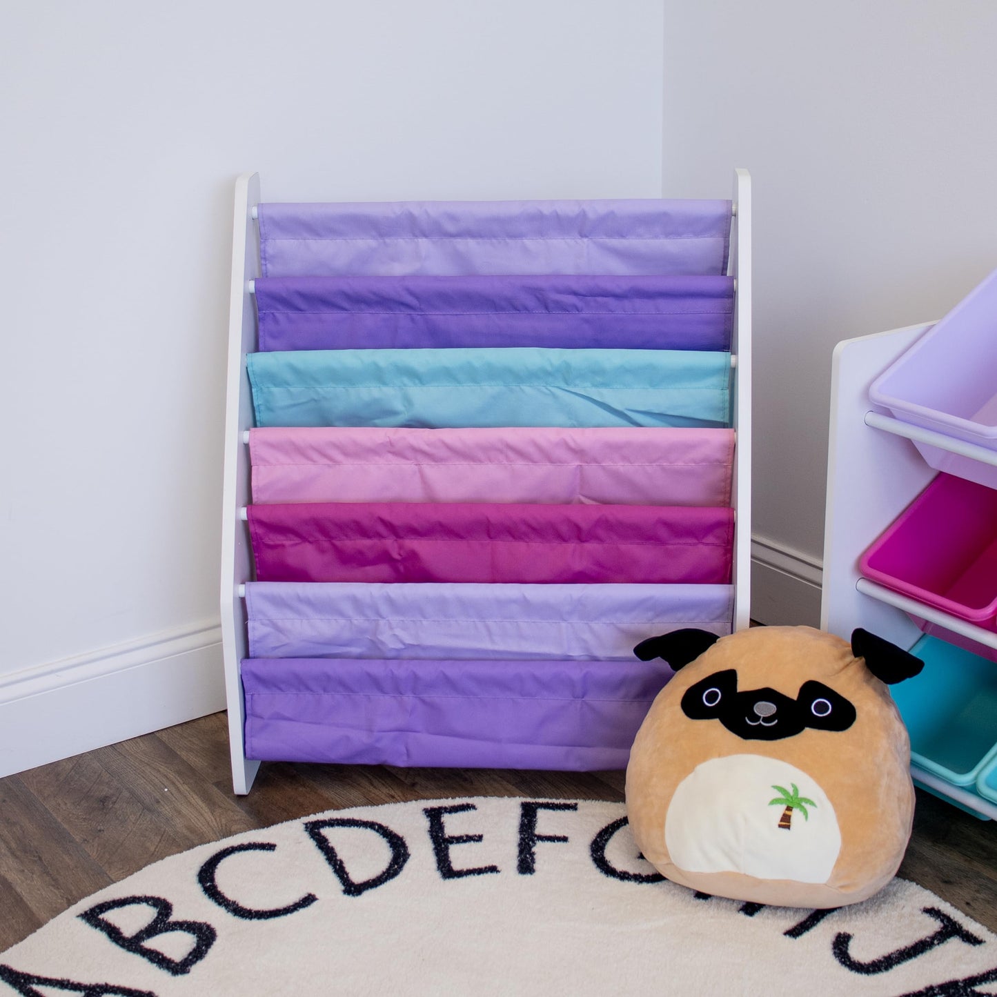 Humble Crew Kids Bookshelf, 6-Tier Front-Facing Book Display Organizer, Montessori Toddler Bookcase for Playroom, Bedroom & Reading Corner, White/Pink/Purple/Aqua