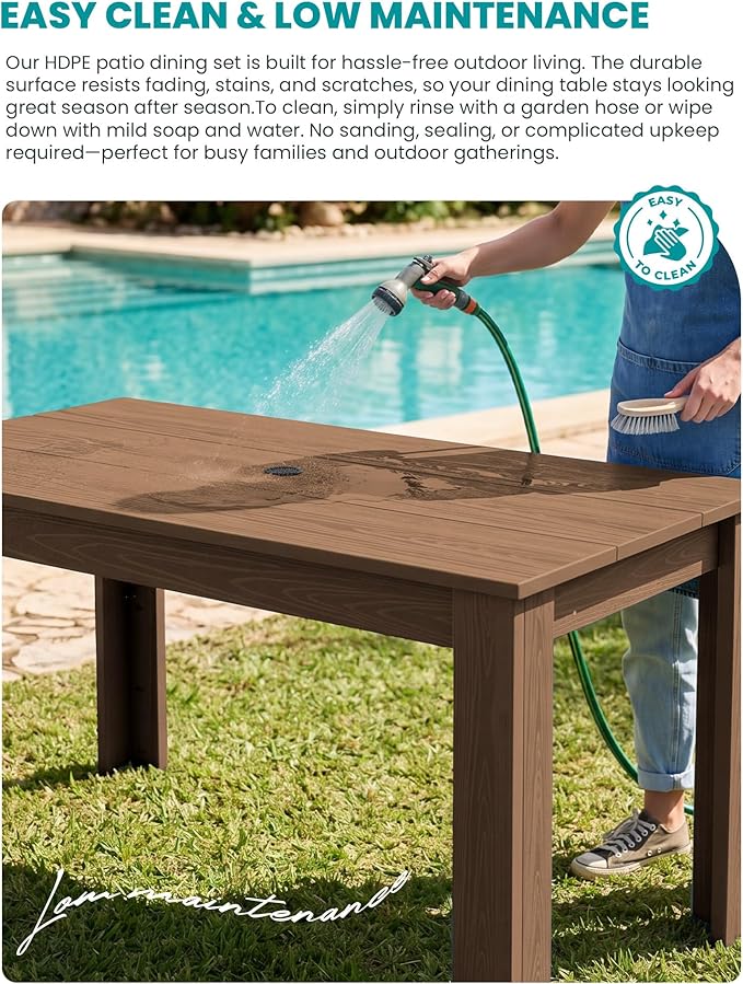 SERWALL Outdoor Dining Set for 8 – HDPE Patio Set