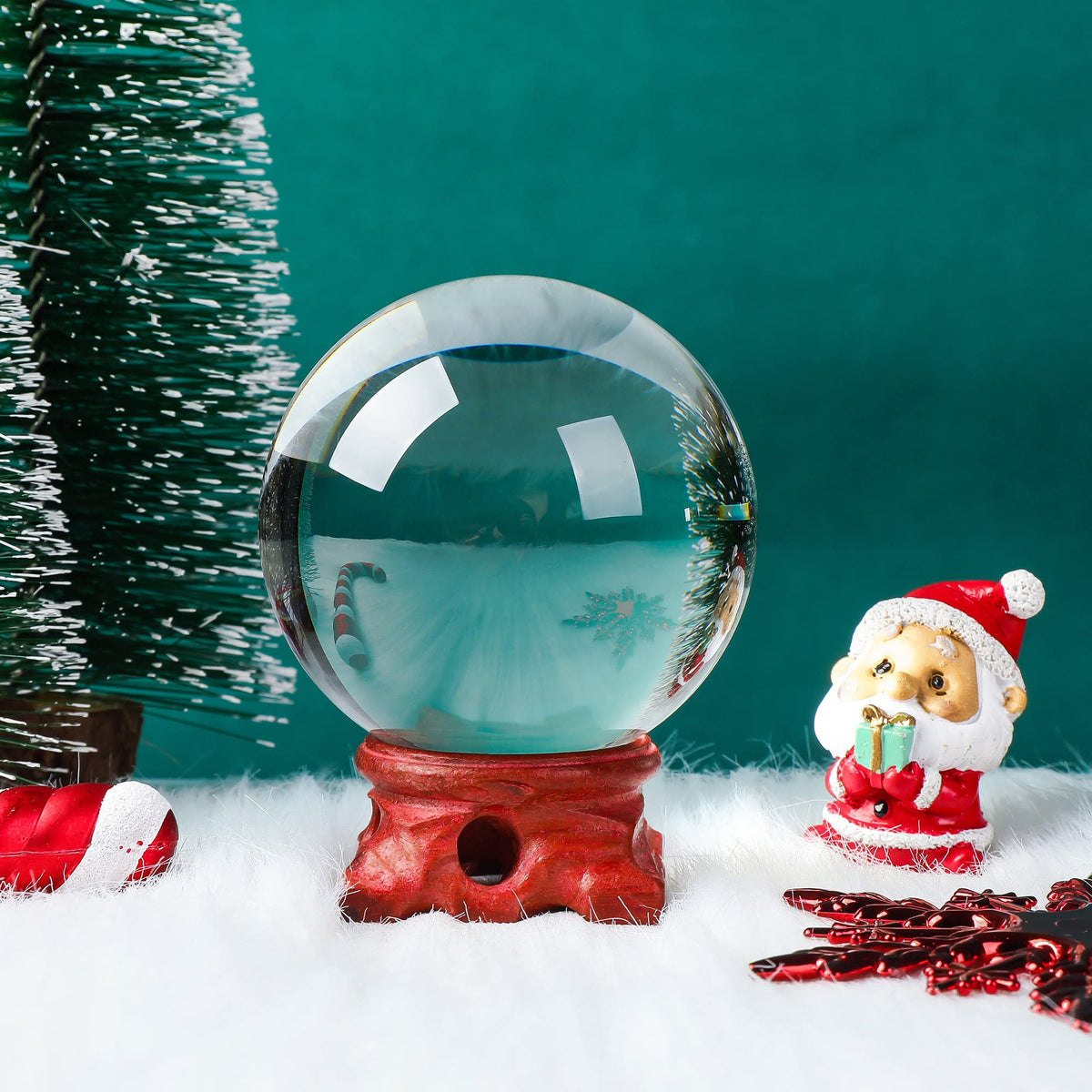 Modaier Crystal Ball 80mm Crystal Ball with Wooden Stand and Gift Box for Magic,lensball Photography,Family Decorative,Fortune Teller,Feng Shui,Witchcraft,Witchy Gifts,Witch Decor,and Halloween Decor