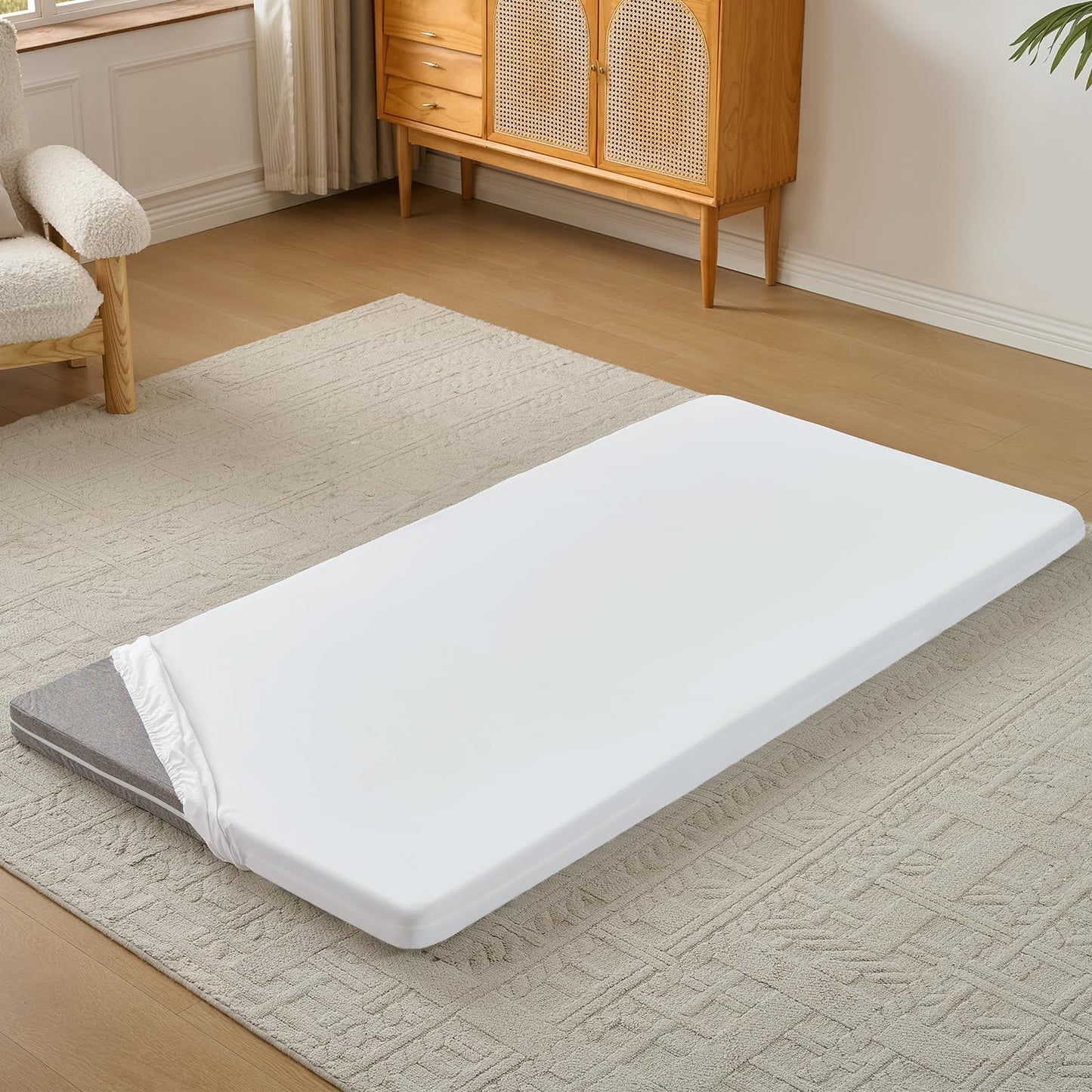NSGZ Full Fitted Sheet Only Compatible with Trifold Mattress, Microfiber Fitted Bedsheet Fit for 6 Inch Low Profile Mattress with Full Elastic Edge for RV Bunk, Trundle Bed, Daybed, Camping (White)