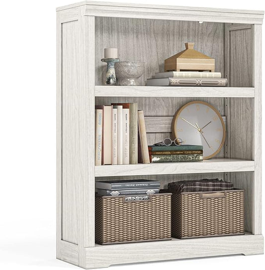 LINSY HOME 3-Tier Bookcase, Small Bookshelf Wood Display Storage Shelves