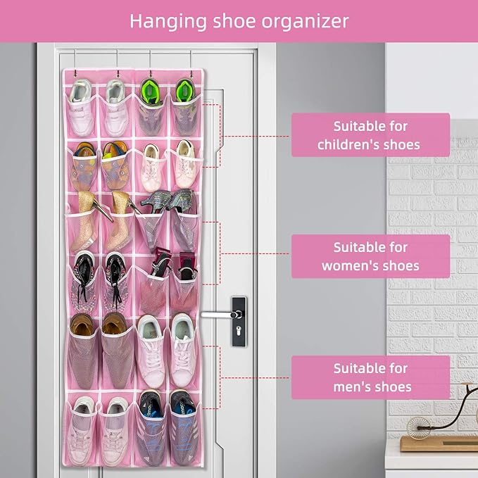 SAVERHO 2 Pack Hanging Shoe Organizer，Over Door Shoe Organizer