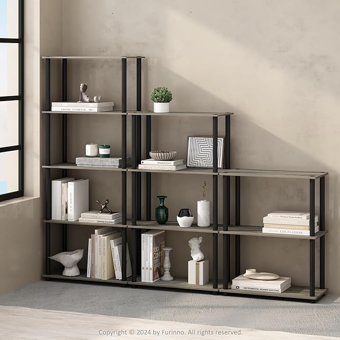 Furinno Turn-N-Tube Book Shelf, 5-Tier Bookshelf, Bookcase