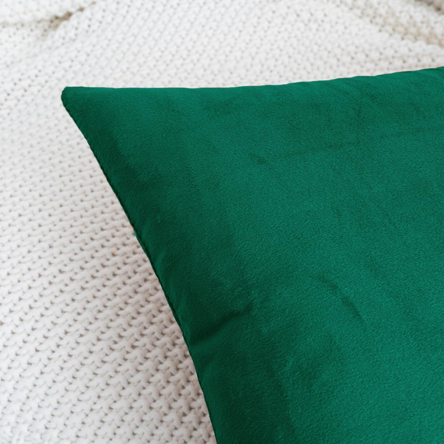 HWY 50 Dark Green Velvet Throw Pillow Covers 18x18 Inch, Pack of 2 Soft Cozy Solid Decorative Luxury Cushion Cases for Couch Sofa Bed Living Room Bedroom