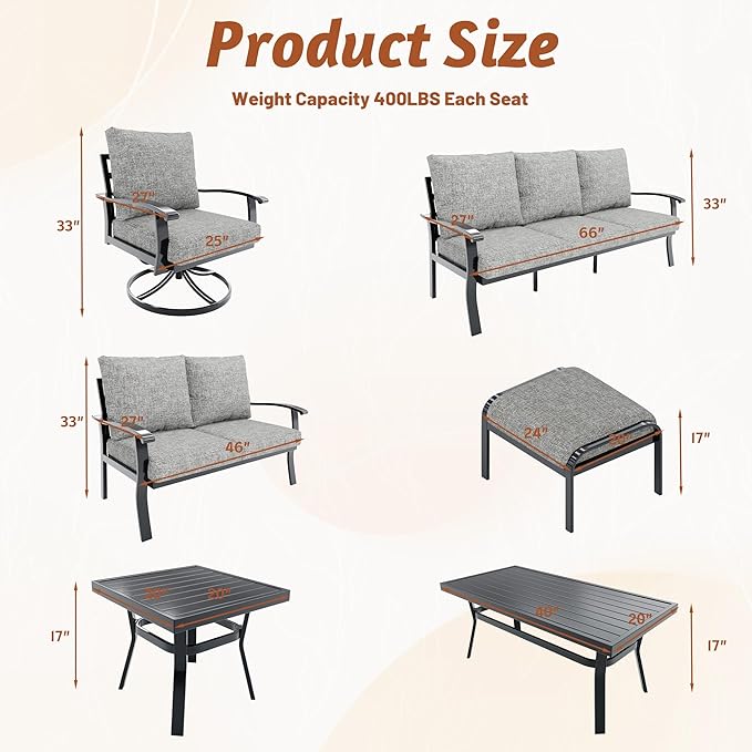 HOMREST 9 PCS Outdoor Patio Furniture Set
