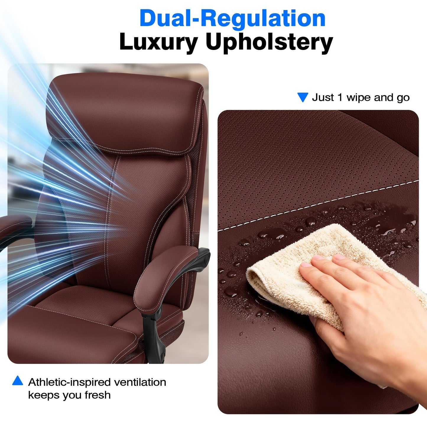 AreShark Office Chair - Ergonomic Comfortable High Back Computer Desk Chair with Foot Rest - Executive Breathable Swivel Rolling Reclining Leather Chair with Lumbar Support for Home Gaming Relaxing