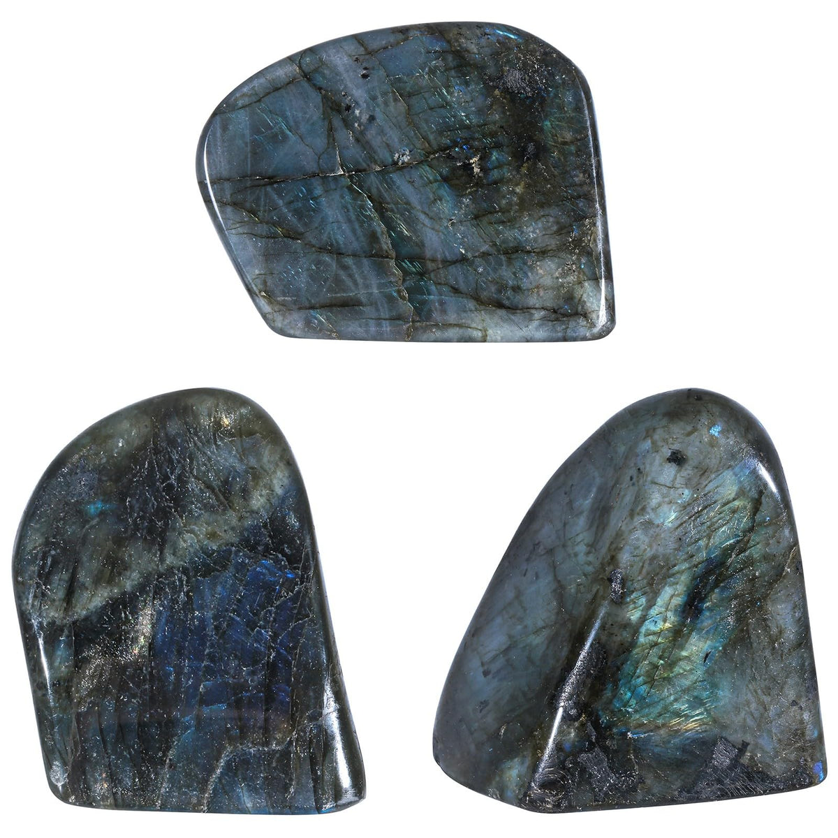 Rockcloud Irregular Natural Labradorite Palm Stone Slab, Polished Self-Standing Worry Crystal Specimen for Anxiety Meditation, 0.44-0.66 lb