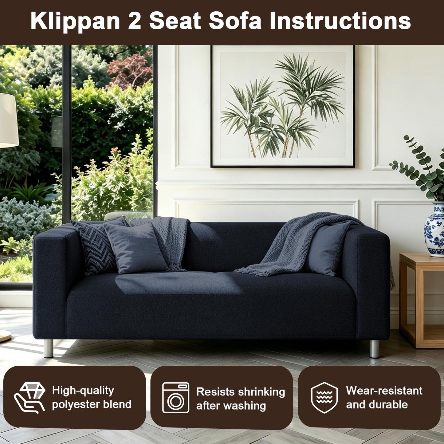 Klippan Loveseat Cover Replacement for IKEA Klippan Couch Cover, Klippan Sofa Cover, Klippan Cover Only, Sofa Not Included, Blue