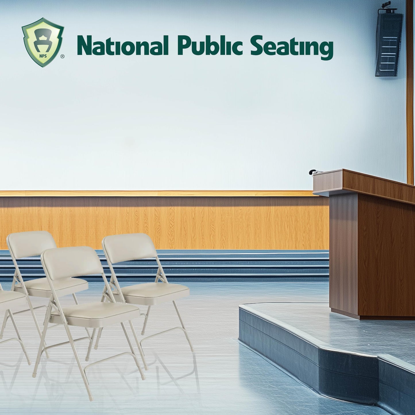 Premium Padded Portable Folding Chairs by National Public Seating – 1200 Series Upholstered, Heavy-Duty Foldable Chairs for Indoor & Outdoor Use – Set of 4, Comfortable & Durable, Warm Gray