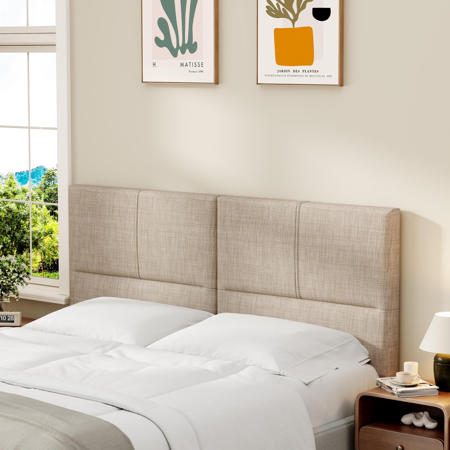Yongchuang King Size Headboard Only, Modern Linen Upholstered King Bed Headboard with Adjustable Height Oatmeal