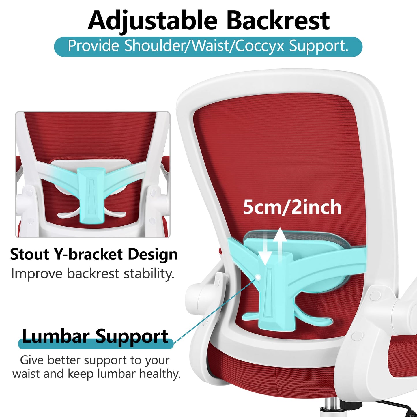 FelixKing Office Chair, Ergonomic Desk Chair Breathable Mesh Chairs Adjustable High Back Lumbar Support Flip-up Armrests, Executive Rolling Swivel Comfy Computer Chairs Home Office Fire Brick