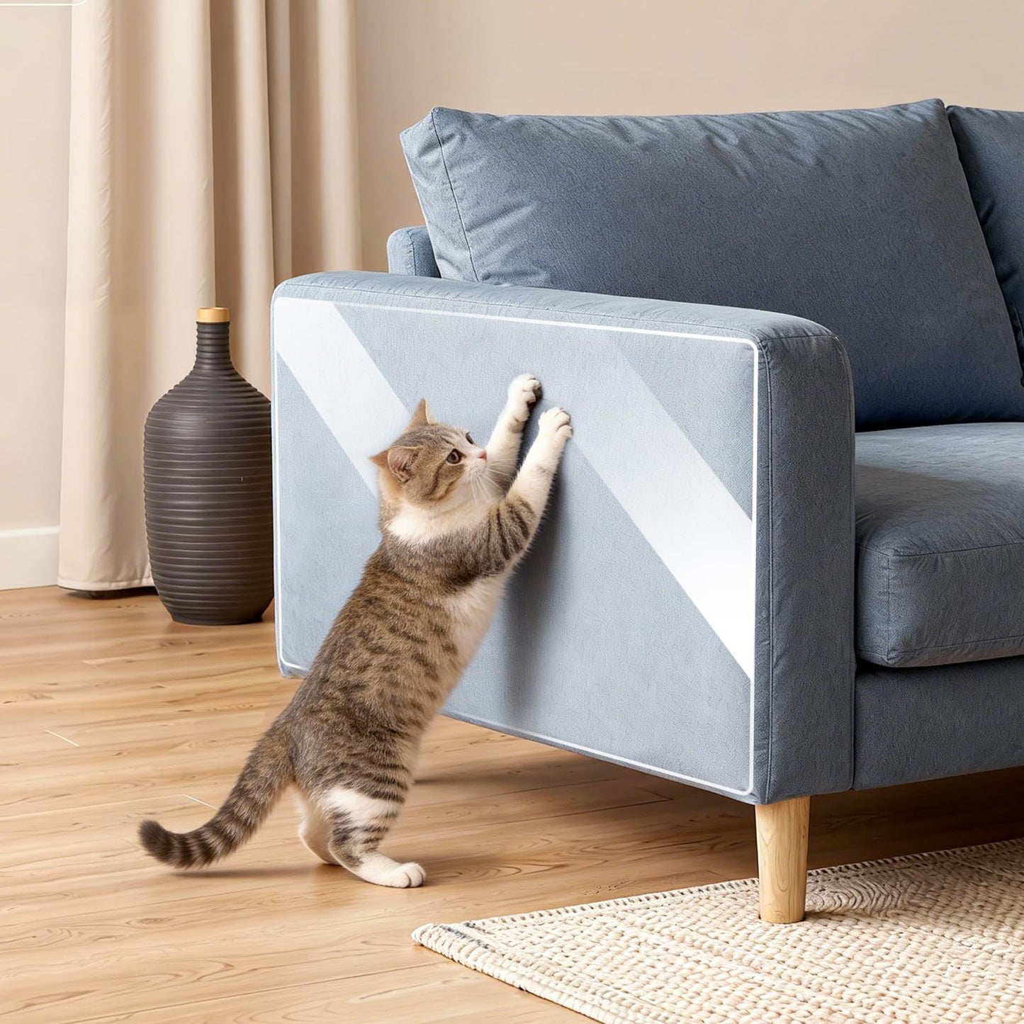 SZTCECDM Cat Couch Protector, Transparent Anti Scratch Furniture Protector, Self-Adhesive & Waterproof Tape, Shields Couches, Sofas, Chairs from Cat Claws & Damage(200in x 16in)