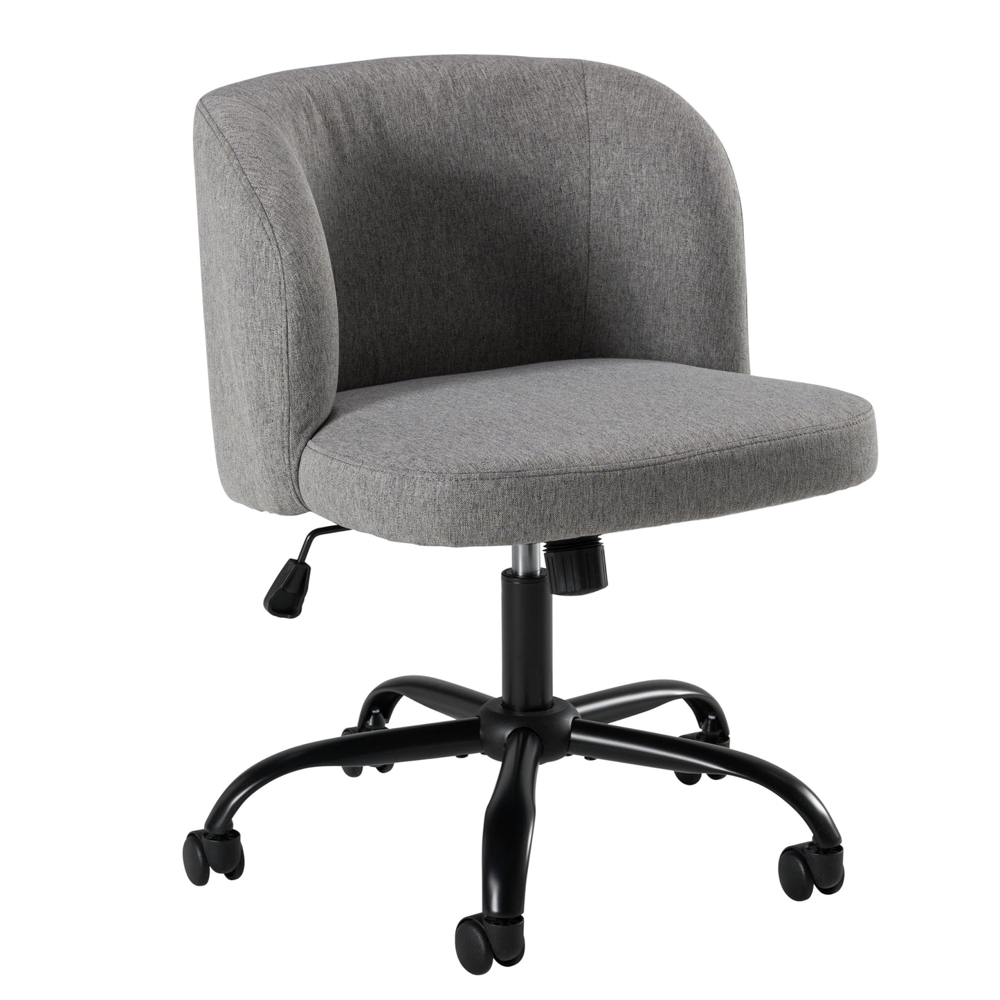 Bush Home Armless Desk Chair for Home Office, Adjustable Seating with Wheels and Swivel Base, Pembroke Collection, Warm Gray Fabric Upholstery