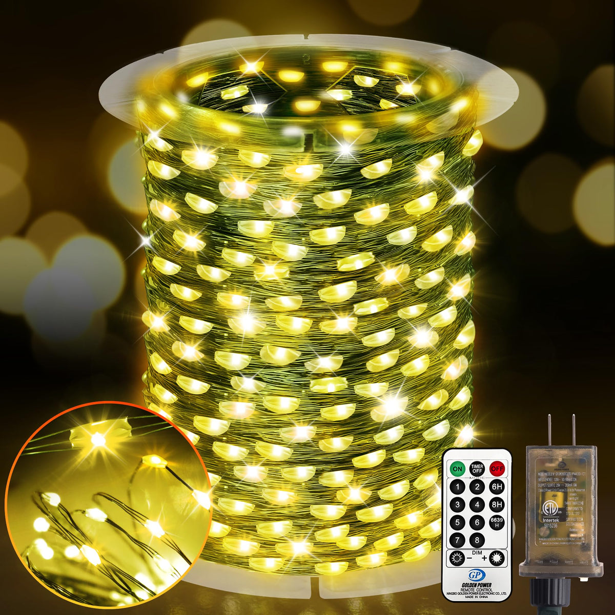 KNONEW 203FT Outdoor Christmas Fairy Lights Plug in,600 LED String Lights Outdoor Waterproof 8 Modes Memory Times for Wedding Bedroom Walls Garden Trees Decoration(Warm White)