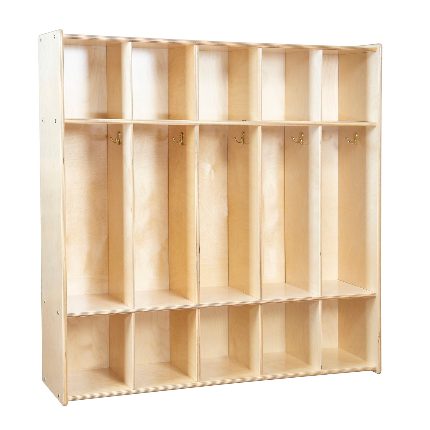 RRI Goods 5 Section Montessori Coat Locker & Backpack Hanger, School,Daycare Organizer, Wooden Furniture with Storage & Hooks for Classrooms, Kid’s Room