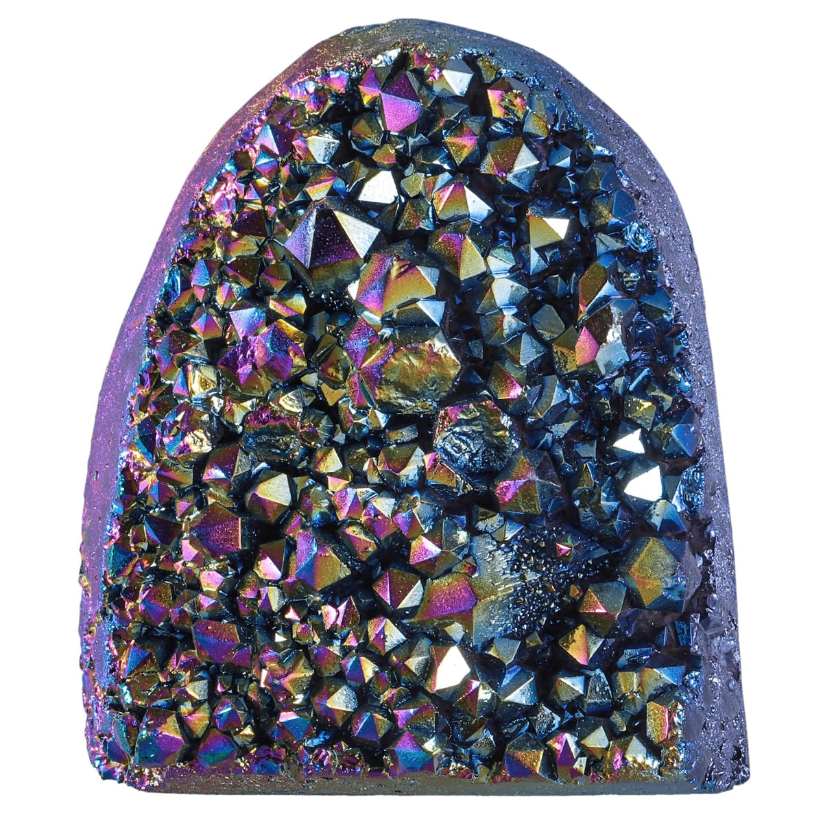 Nupuyai Rainbow Titanium Coated Crystal Geode Cluster Irregular Raw Rock Quartz Stone Mineral Specimen for Home Office Decor Feng Shui, Rainbow
