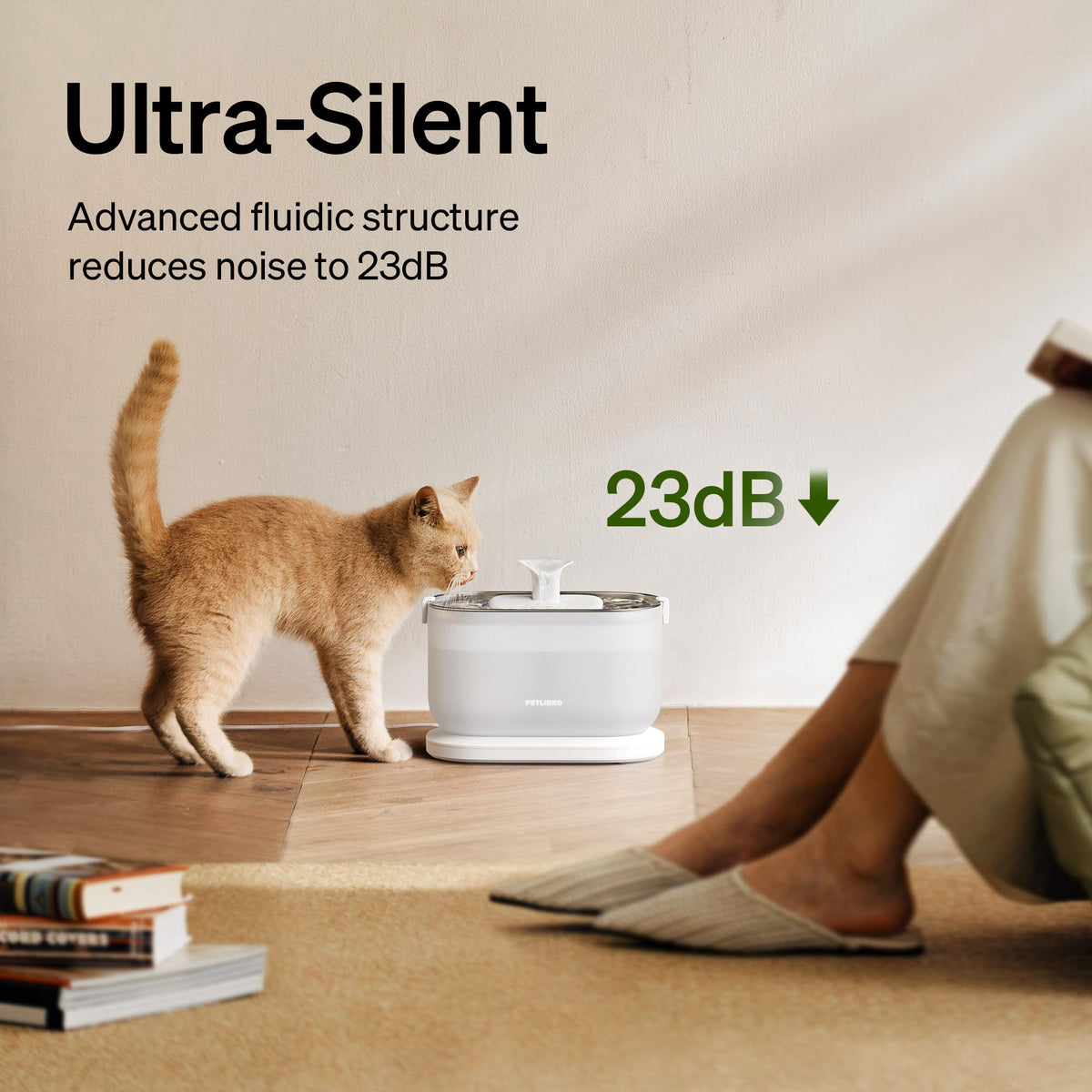 PETLIBRO Cat Water Fountain Stainless Steel Tray, Wireless Pump Cat Fountain, Ultra Quiet Pet Water Fountain, 2.5L Automatic Water Dispenser for Cats, Dual Flow Cat Water Dispenser Easy to Clean