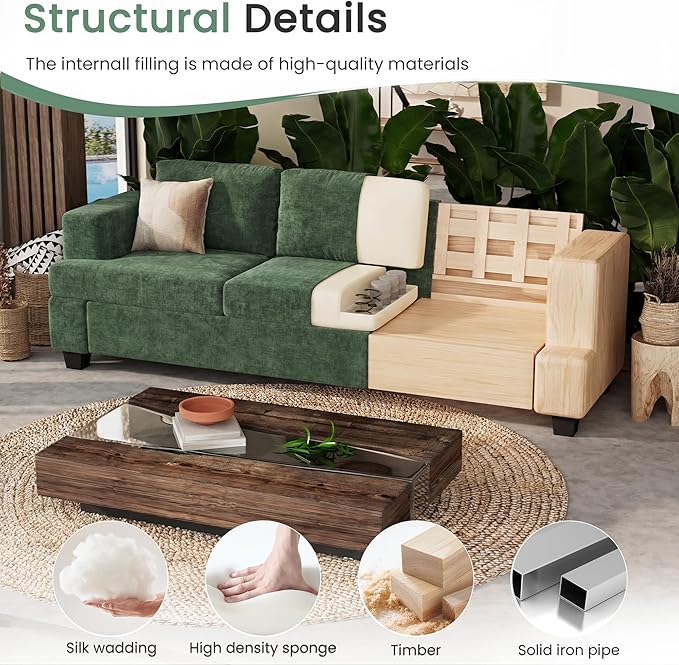 YOUDENOVA Sofa, 3 Piece Set Comfy Sofa, Loveseat & 2 3-Seater Couch