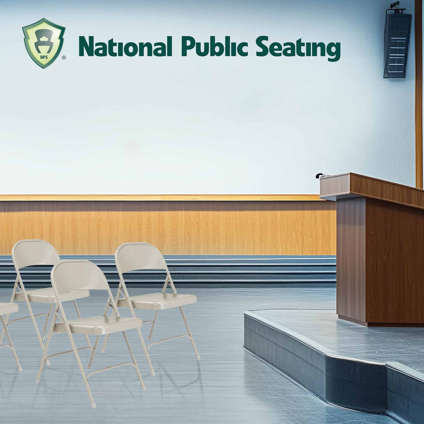 National Public Seating NPS 50 Series Metal All-Steel Folding Chair, Gray, 4/Pack (52/4)