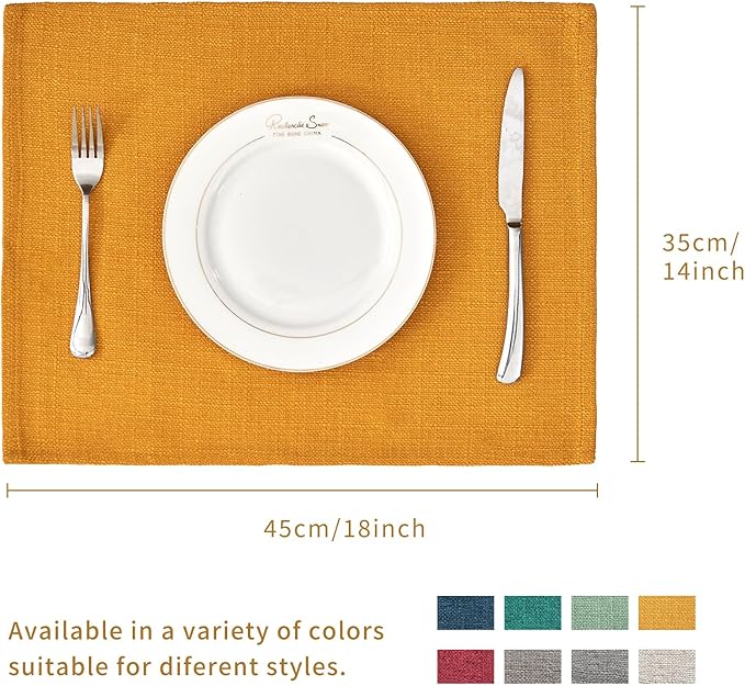 BALCONY & FALCON Placemats Set of 4 Faux Linen Cloth Place Mats Washable
