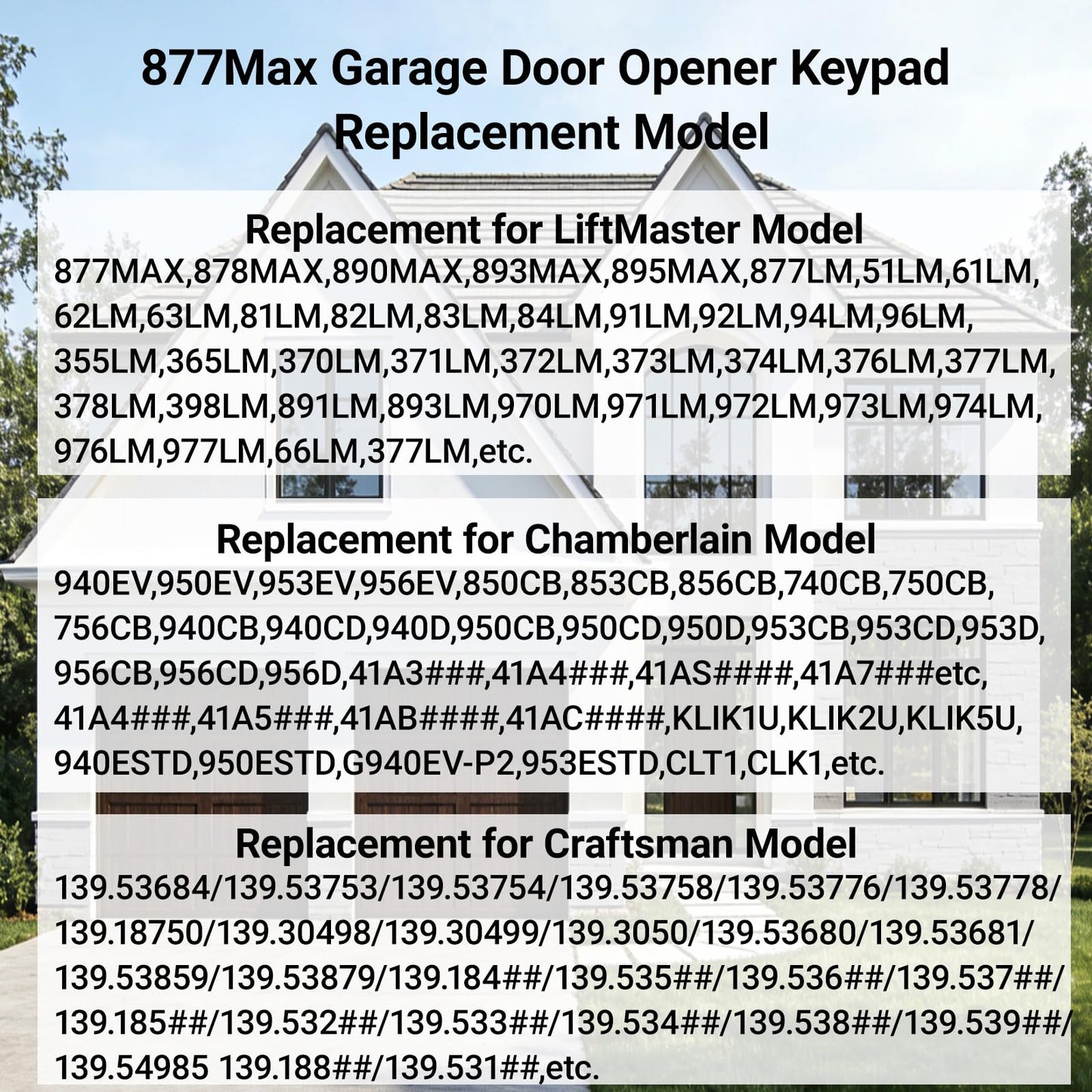 XDTKML Garage Door Opener Keypad Replacement for Liftmaster Chamberlain Craftsman Garage Door Keypad Wireless Keyless Entry with 315/390 MHZ Learn Button Since 1993
