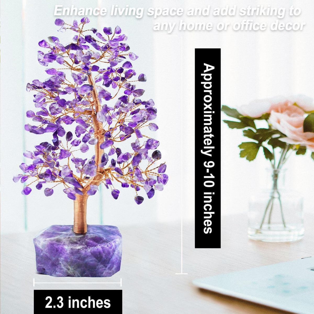 Tizzomx Amethyst Crystal Healing Chakra Tree of Life, Sister Women Birthday Spiritual Gifts Positive Energy & Good Luck, Gem Stone Feng Shui Tree Crystal Base House Home Office Room Desk Decor