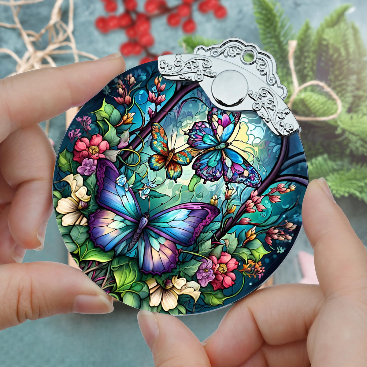 Jocidea Butterfly Christmas Ornament for Tree, Holiday Decor, Gifts for Butterfly Lovers
