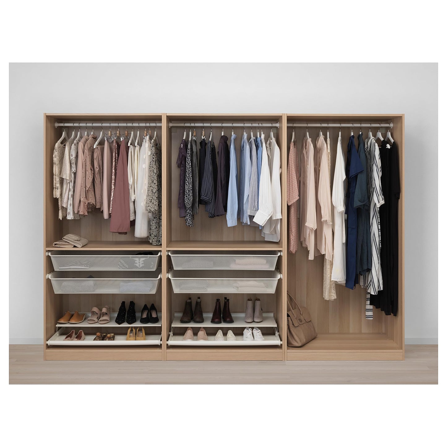 ProTuning PAX Wardrobe, white stained oak effect/Forsand white stained oak effect, 300x60x201 cm