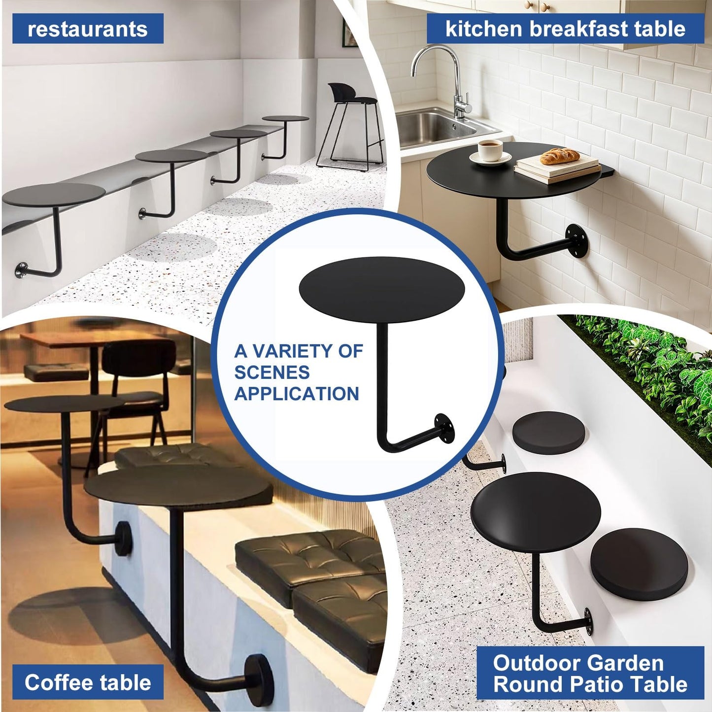 Modern Wall-Mounted Side Table for Restaurants, L-S Cocktail Table for Dining, Pub & Bistro Use, Perfect for Cafes & Bubble Tea Shops (15.7x15.7x17.7 inch)