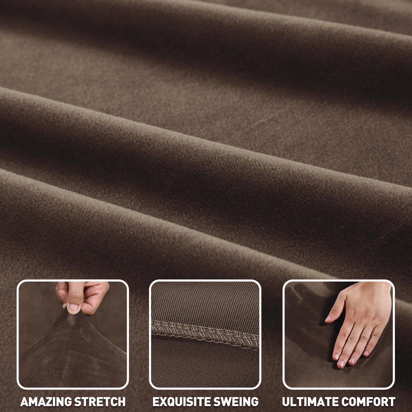ZNSAYOTX 2026 Soft Velvet Sectional Couch Covers, Luxury Plush Slipcovers with Elastic Bottom for L Shape Sectional Sofa, 2 Pc Pet Friendly Protector (3 Seat Couch + 2 Seat Chaise, Dark Coffee)