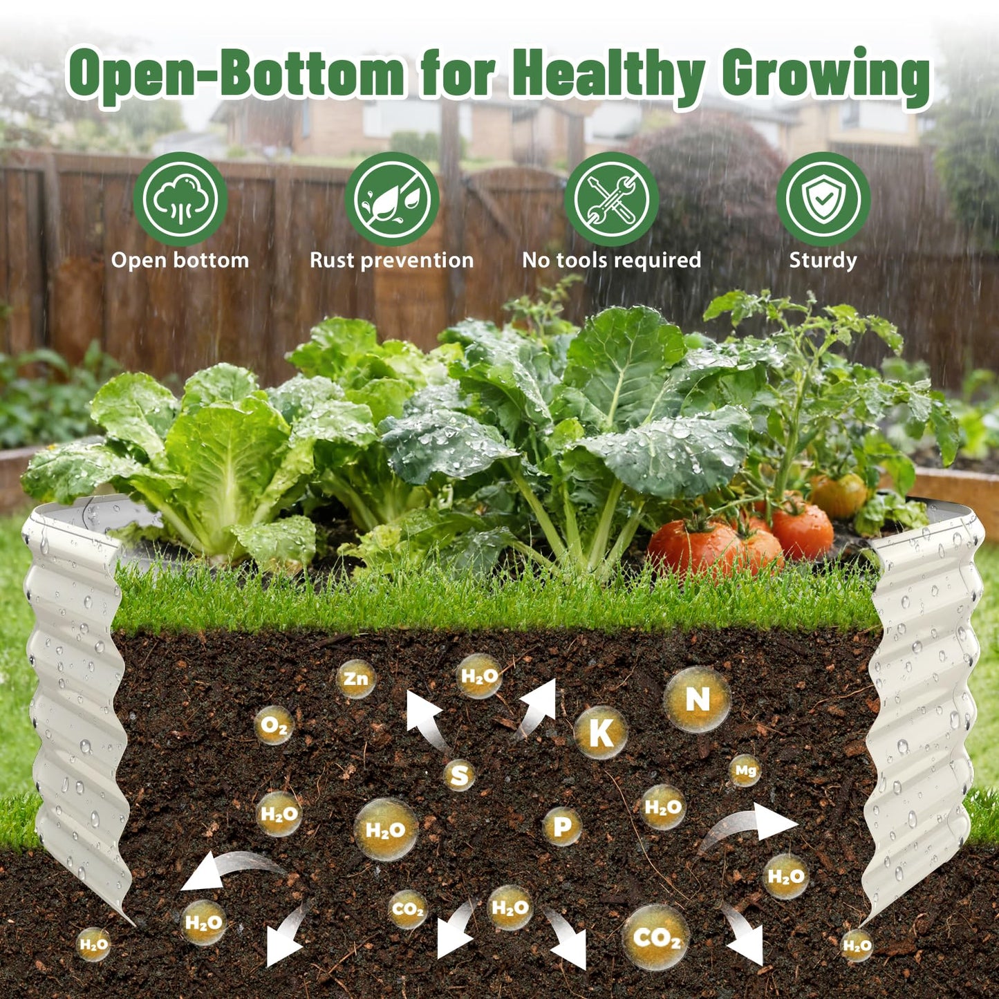 Hexagon Raised Garden Bed, 48 Inch Diagonal & 16.5 Inch Tall, Galvanized Steel Planter Box with Wave-Shaped Metal Panels for Outdoor Flower,Tree,Herb & Vegetable Garden (Cream white, 4FT X 1.5FT)