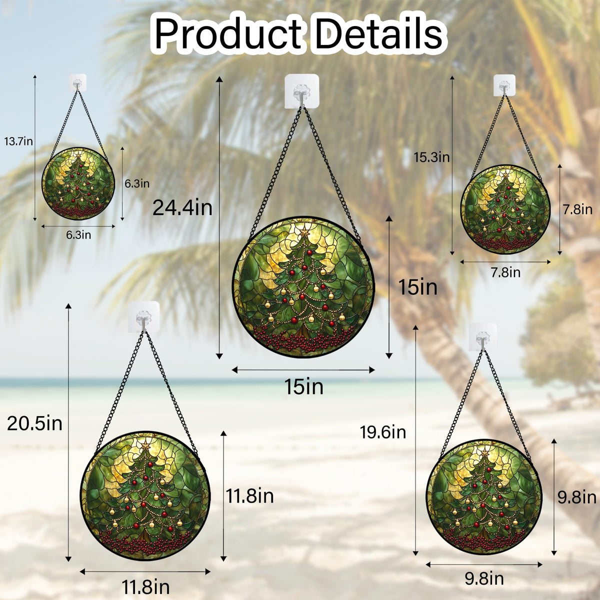 Stained Glass Window Hanging - Retro Green Christmas Tree Suncatcher for Doors Home Christmas Decoration Sun Catcher Thanksgiving New Year Birthday Gifts for Women Men Mom Nana 15 in