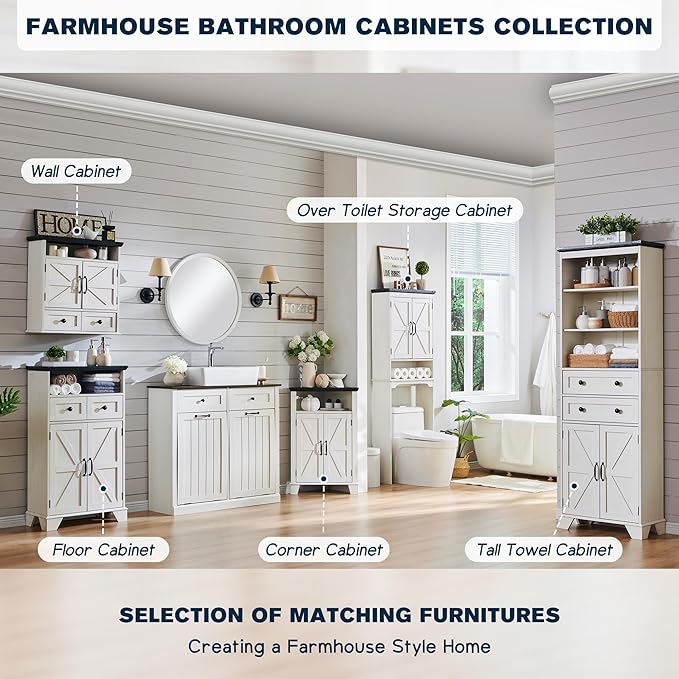 ACCOHOHO Over The Toilet Storage Cabinet, Farmhouse Bathroom Cabinet