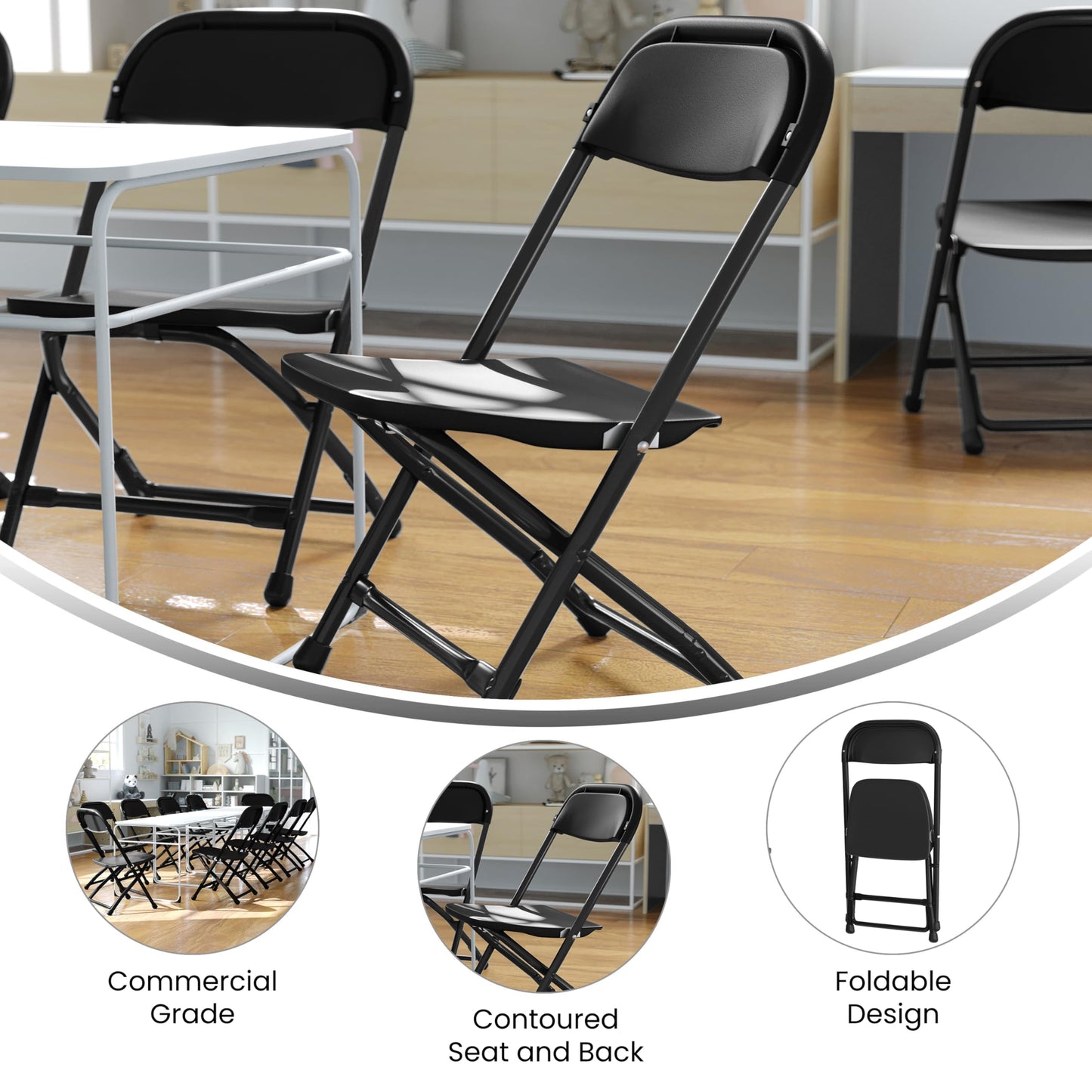 Flash Furniture Timmy 10 Pack Kids Black Plastic Folding Chair