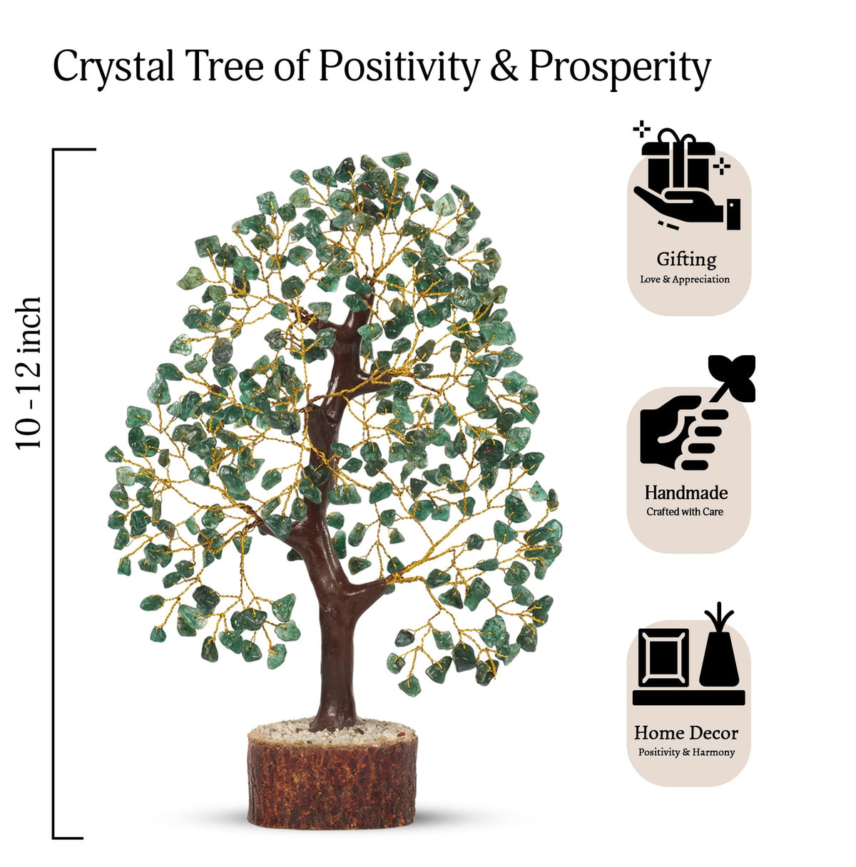YATSKIA Green Aventurine Crystal Tree of Life - Gem Tree - Good Luck Meditation Stones and Crystals - Desk Decor Aesthetic - Crystal Gift for Women