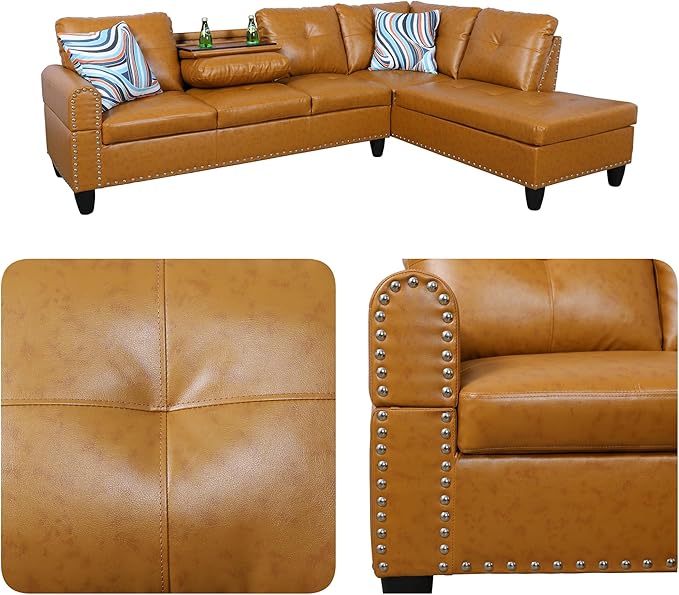 97.5" Yellow Couch L Shaped Couch Set, Modular Sectional Couches